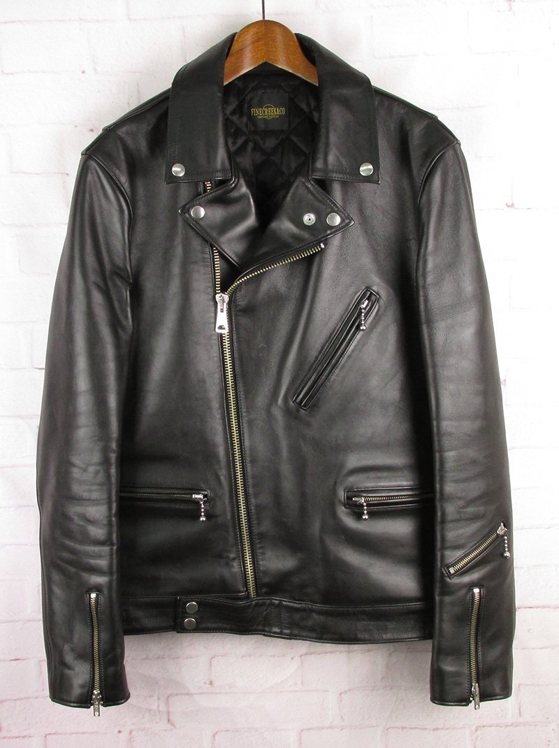 FJ28067 FINE CREEK&Co ファインクリーク&コー クラブマン ダブルライダースジャケット ホースハイド ブラック 40 美品拍卖