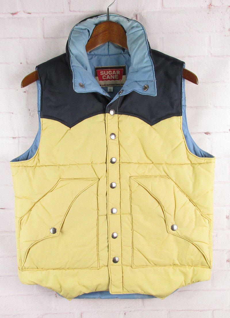 FJ27902 東洋 SUGARCANE シュガーケーン SC11789 パディングベスト 中綿 ベージュ系×ネイビー系×水色系 S拍卖