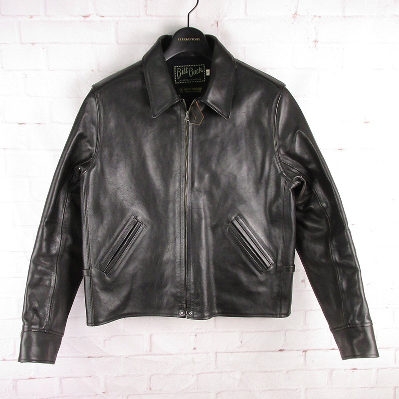 FJ27909 ATTRACTIONS アトラクションズ BILTBUCK ビルトバック ホースハイド レザー スタリオンジャケット ブラック 38拍卖