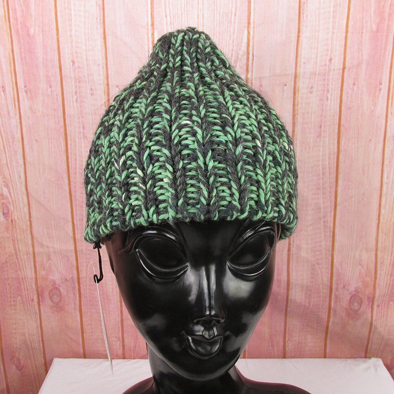 FO18551 MAUSAU マウサウ コットン アルパカ ニットキャップ 帽子 グリーン系/ブラック系 未使用(クリックポスト可)拍卖