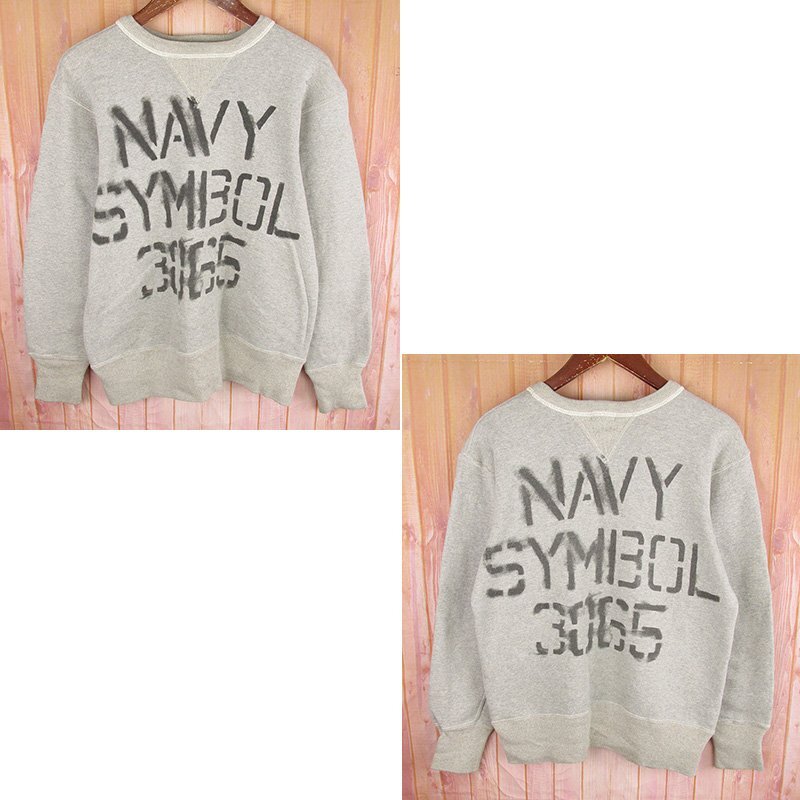 AW9256 WAREHOUSE ウエアハウス セットインフリーダム スウェット NAVY SYMBOL 杢グレー 38拍卖