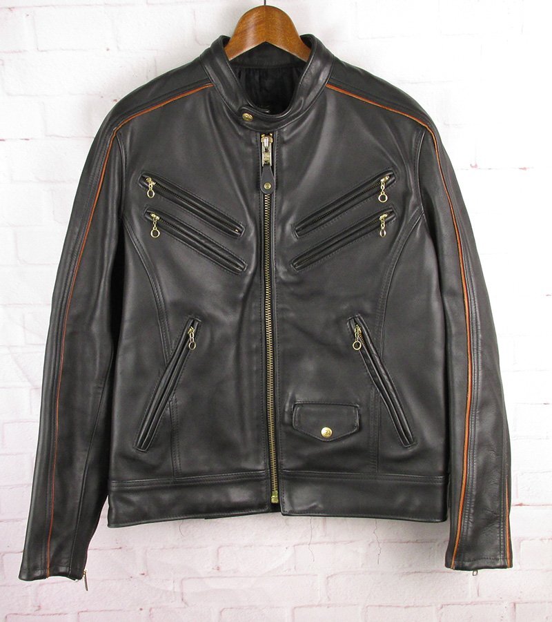 FJ28035 SCHOTT ショット 686 シングルライダースジャケット USA製 ステアハイド ブラック系 38拍卖