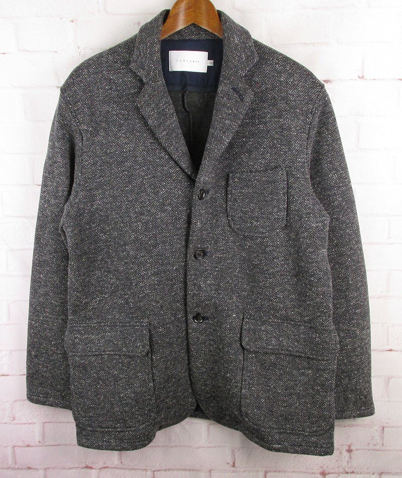 FJ27961 CURLY&CO カーリーアンドコー 3つボタン テーラードジャケット ヘリンボーン グレー系 3 美品拍卖