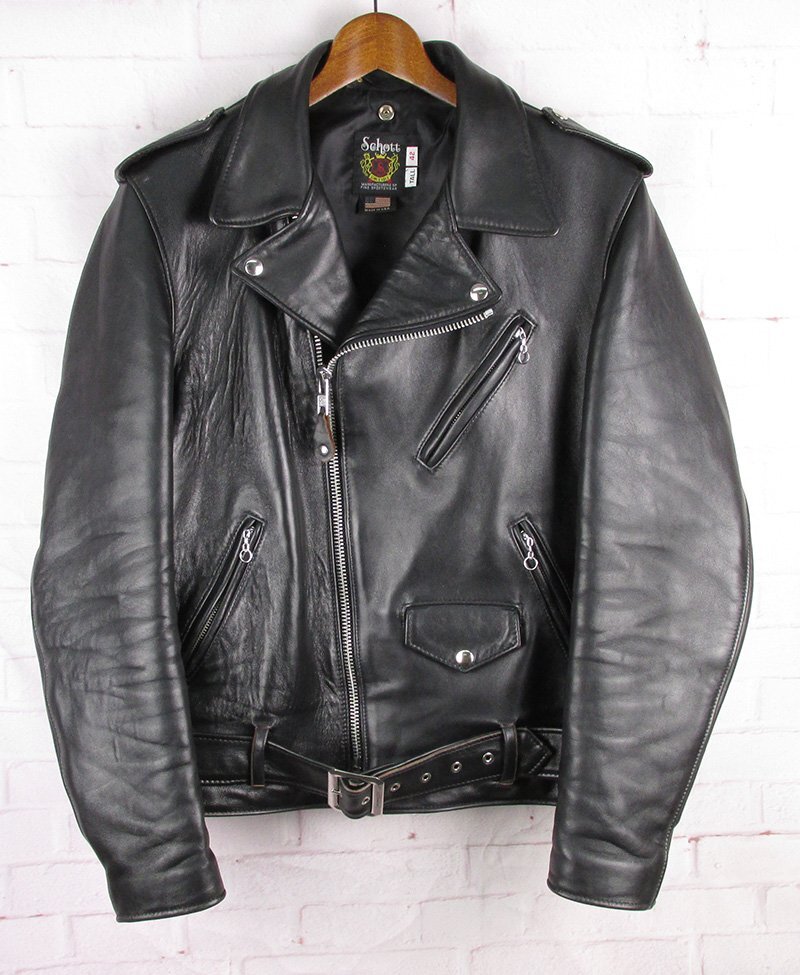 FJ27888 SCHOTT ショット 217US SHEEP ONESTAR シープ ワンスター ダブルライダースジャケット USA製 ブラック 42 TALL 美品拍卖