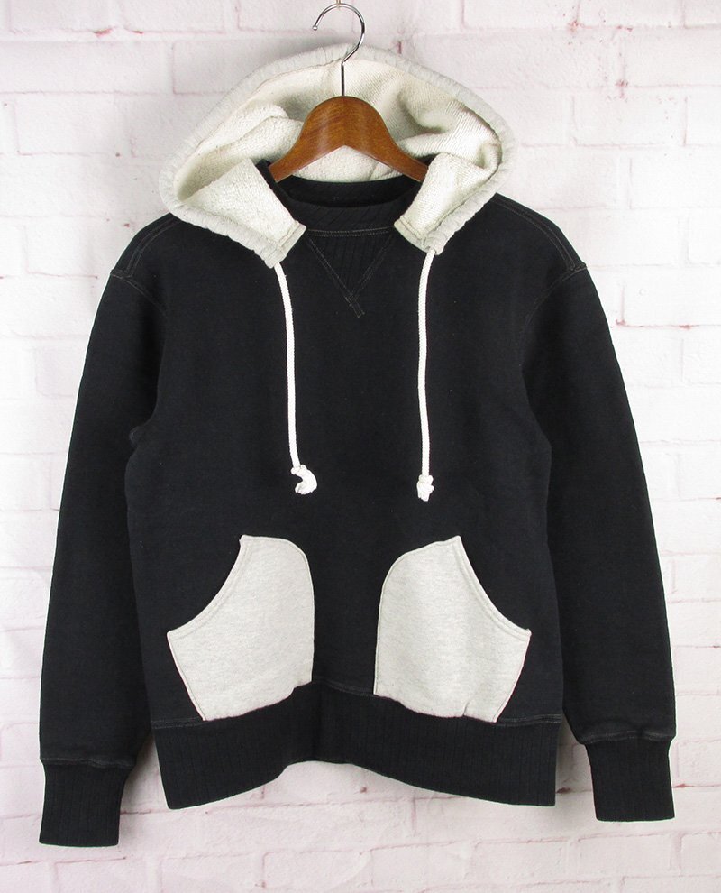 AW9291 THE REAL McCOY'S リアルマッコイズ 後付け スウェットパーカー ツートン 両V セパポケ ブラック系×グレー系 SMALL拍卖