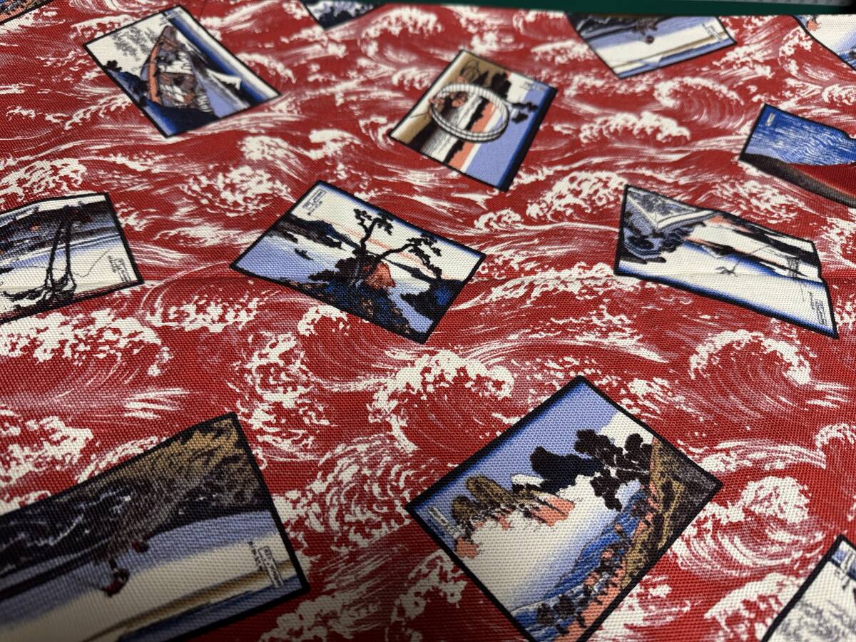 2m 11号帆布 110×200cm 赤 北斎 綿100% 富嶽三十六景 富士山 葛飾北斎 / 生地 はぎれ WAGARA 拍卖