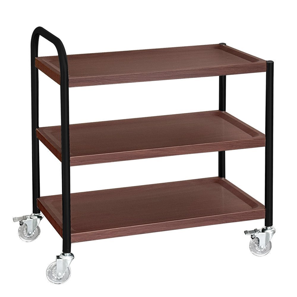 【新品】業務用 ステンレス キッチンワゴン クリアキャスター木目調 ダークブラウン 3段L シングルハンドル 黒脚 PRO-L3S-CDB-BK拍卖