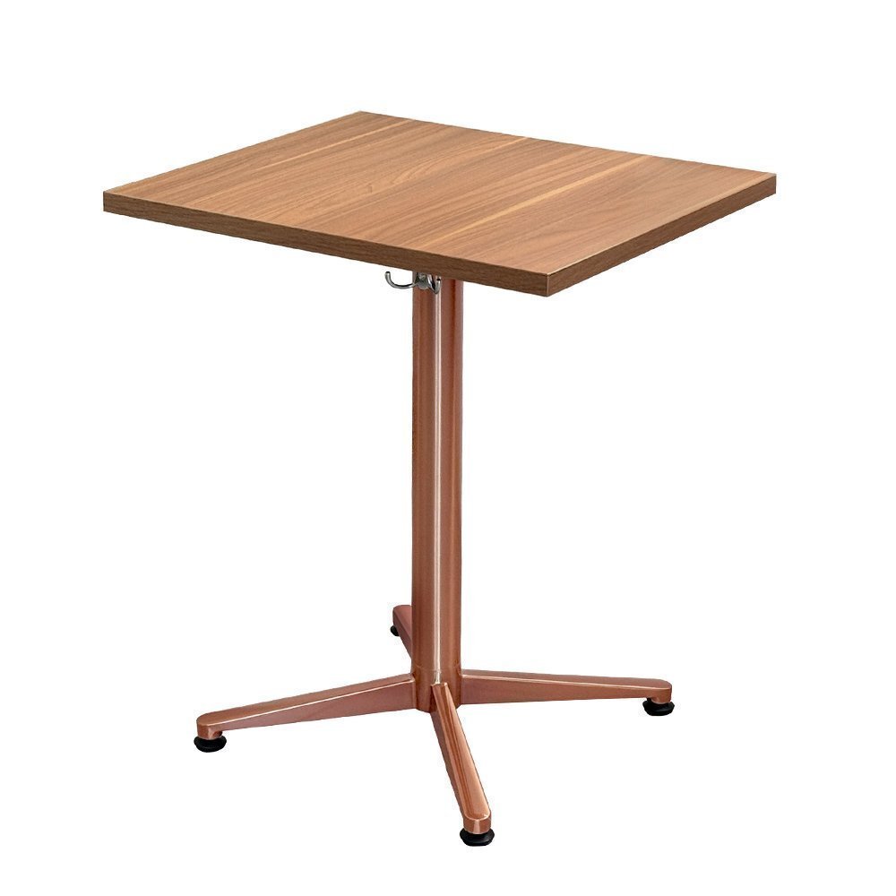 【新品/送料D】業務用 レストランテーブル 500×600×H700 ミディアムウォルナット ローズゴールド脚 机 店舗用 カフェ拍卖