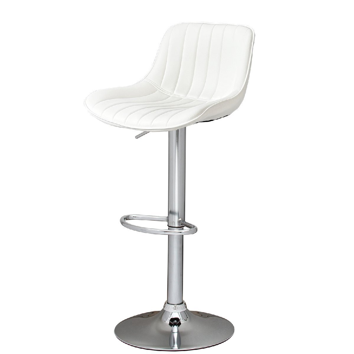 【新品】 1脚 昇降式 カウンターチェア DA-901 ホワイト バーチェアー ハイチェア 背もたれ付き 360度回転拍卖