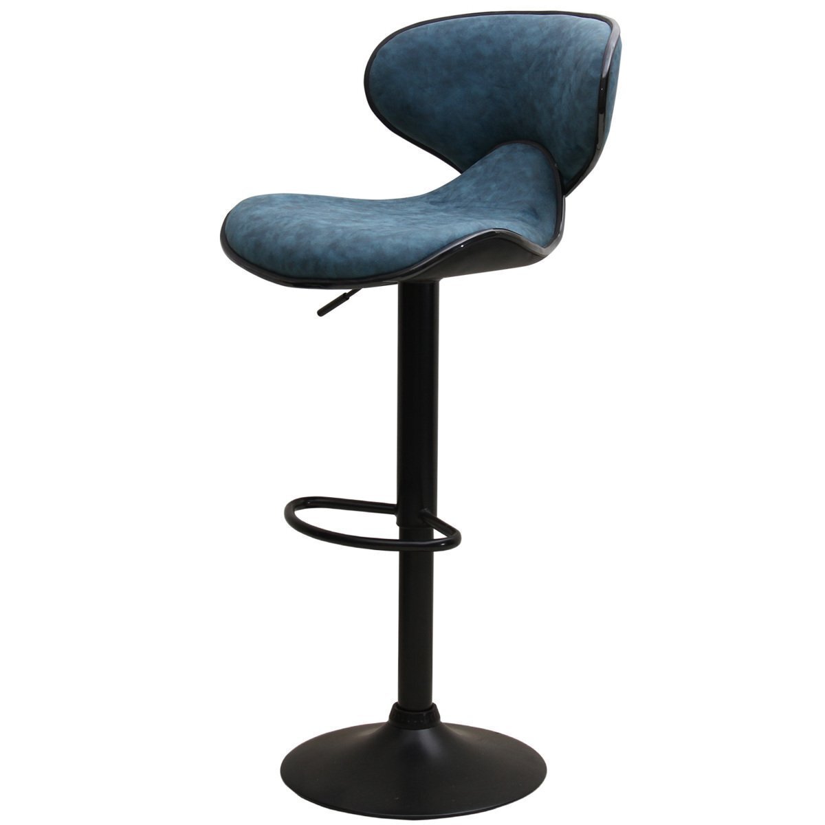 【新品】 1脚 昇降式カウンターチェア WY-413 黒脚タイプ アンティークネイビー バーチェアー 家具 椅子 シェルチェア拍卖