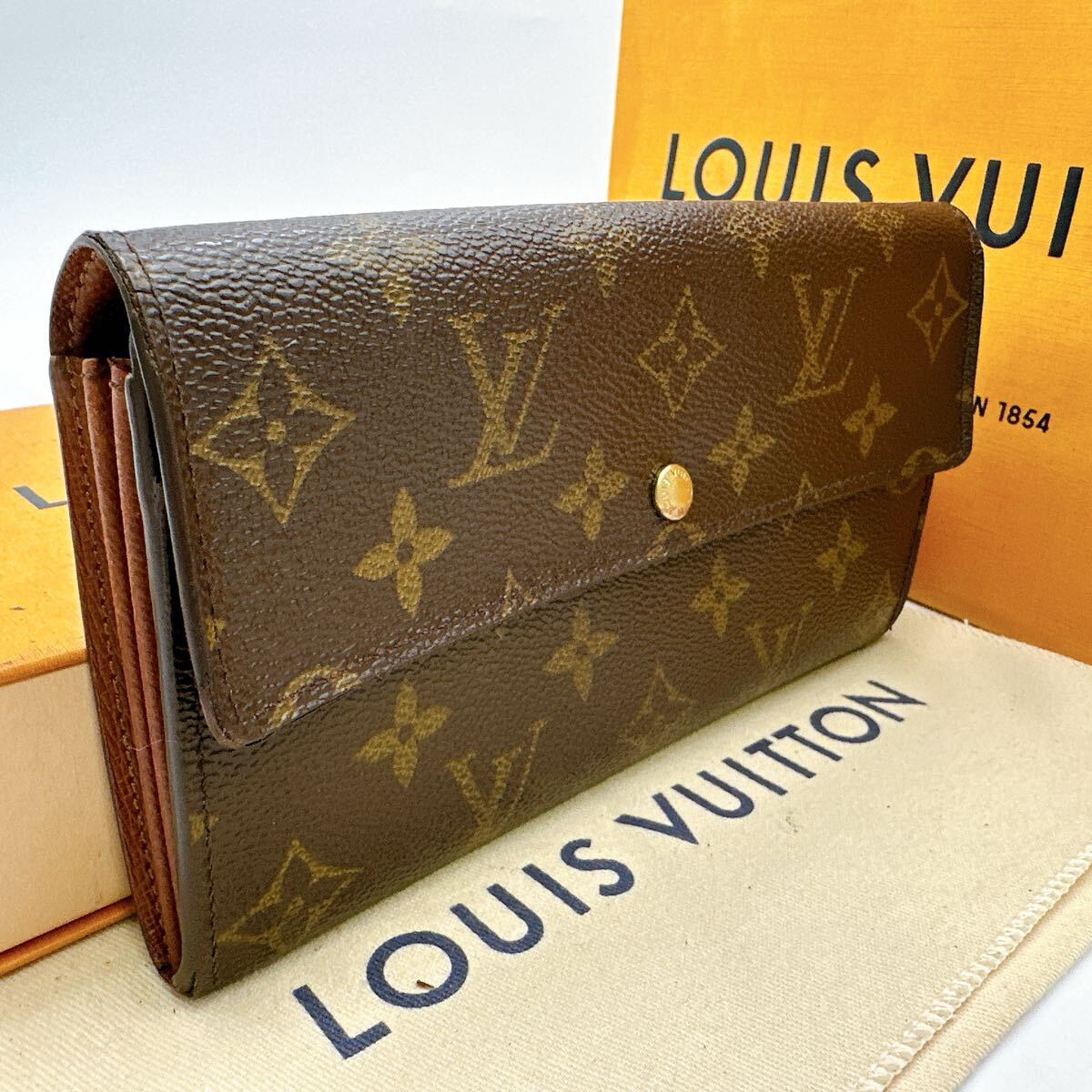 5898【美品】LOUIS VUITTON ルイヴィトン モノグラム ポシェット ポルトモネ クレディ 長財布 二つ折り財布 ウォレット M61734/MB1020拍卖