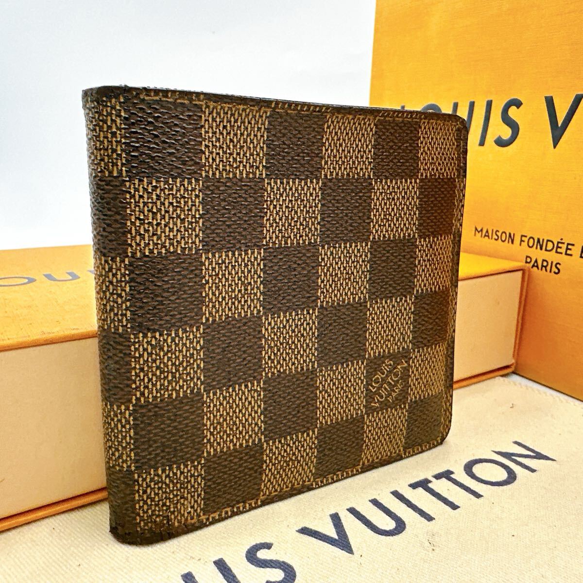 5900【美品】LOUIS VUITTON ルイヴィトン ダミエ ポルトビエ カルトクレディ モネ 二つ折り財布 小銭入れ付 ウォレット N61665/CA0074拍卖