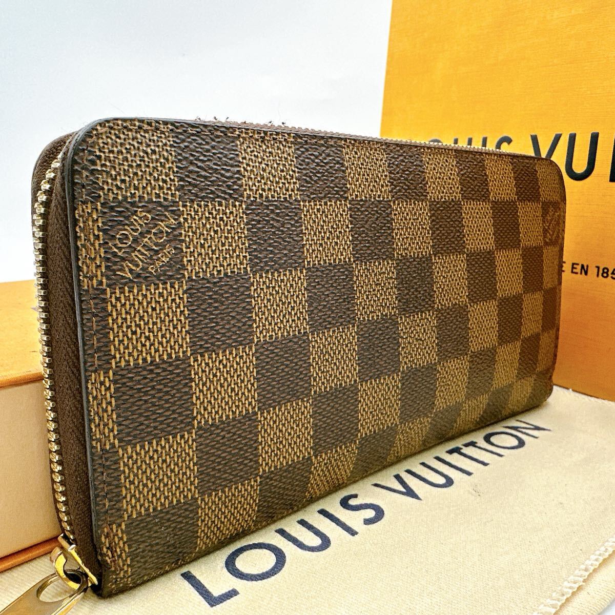 5854【ほぼ極美品】LOUIS VUITTON ルイヴィトン ダミエ ジッピーウォレット ラウンドファスナー 長財布 ウォレット N60015/SD4122拍卖