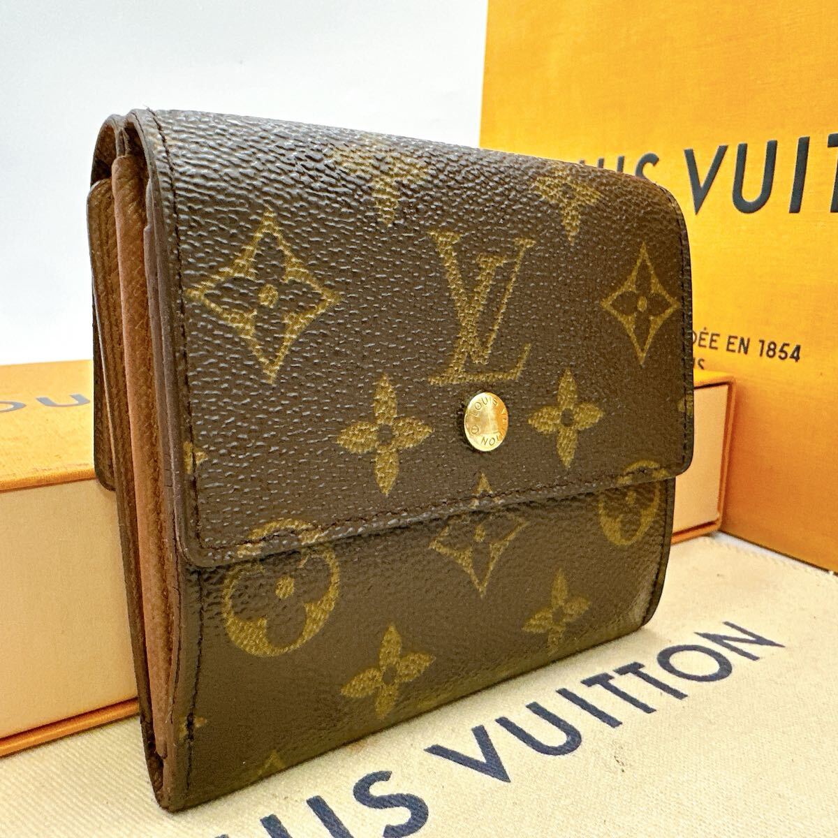 5919【上美品】LOUIS VUITTON ルイヴィトン モノグラム ポルトフォイユエリーズ 三つ折り財布 Wホック ウォレット M61654/TH0935拍卖