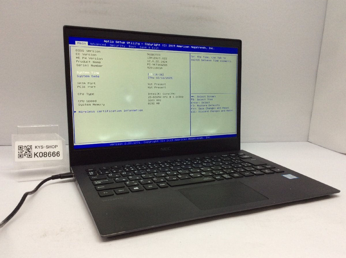 ジャンク/ NEC PC-VKT16GZG5 Intel Core i5-8265U メモリ8.19GB ストレージ無し 【K08666】拍卖