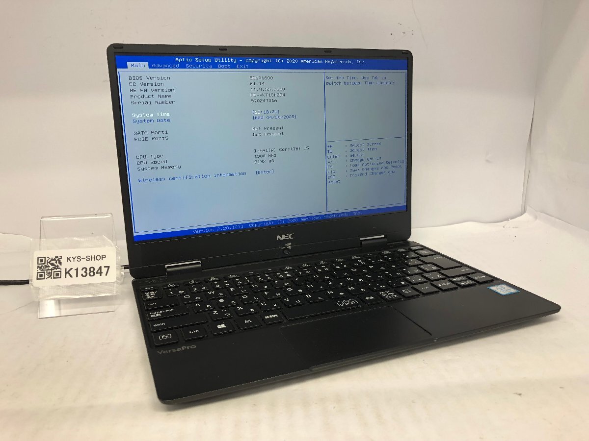 ジャンク/ NEC PC-VKT13HZG4 Intel Core i5-8200Y メモリ8.19GB ストレージ無し 【K13847】拍卖
