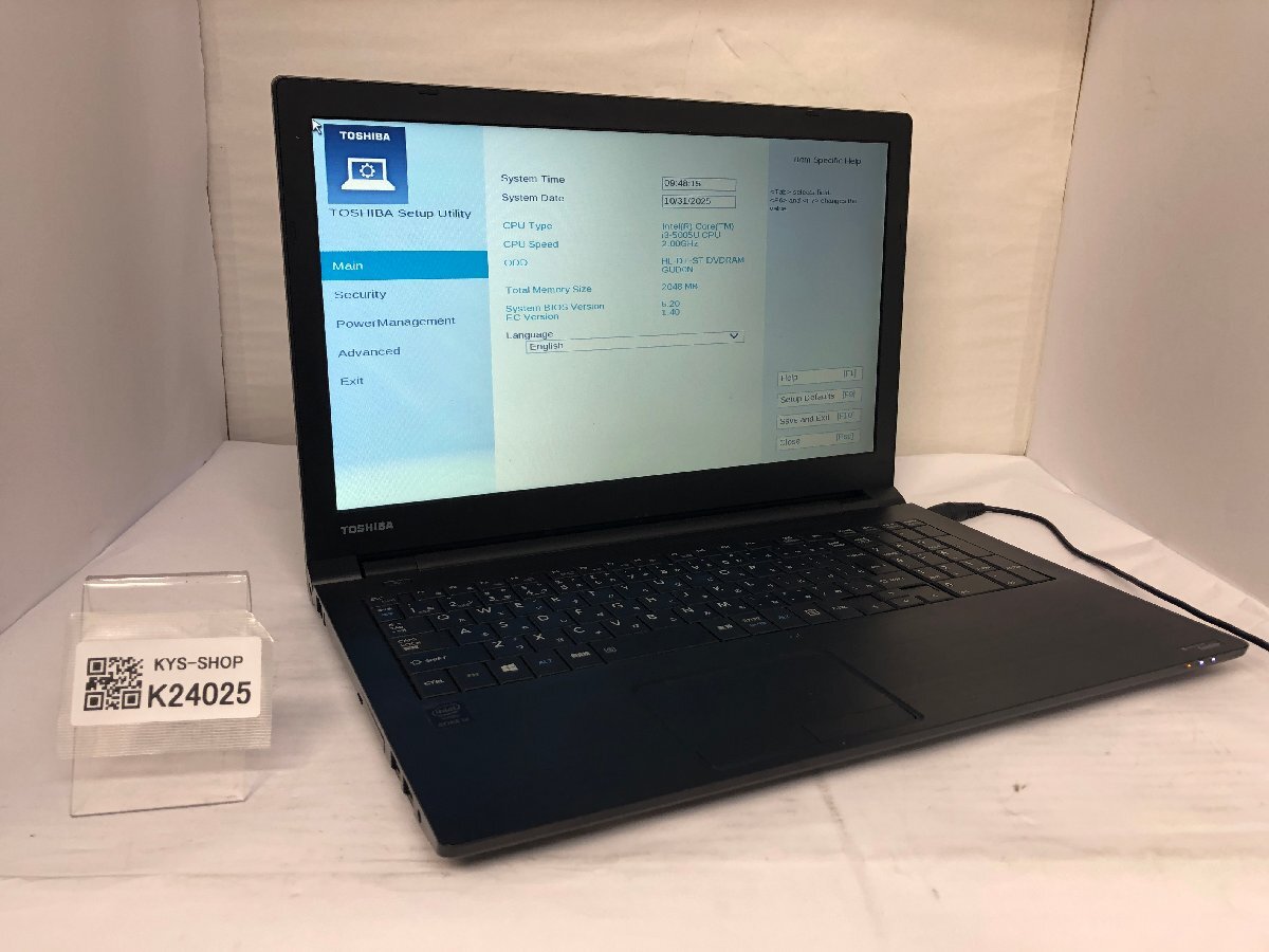 ジャンク/ TOSHIBA dynabook Satellite B35/R PB35RFAD2R7AD81 Intel Core i3-5005U メモリ2.05GB ストレージ無し 【K24025】拍卖