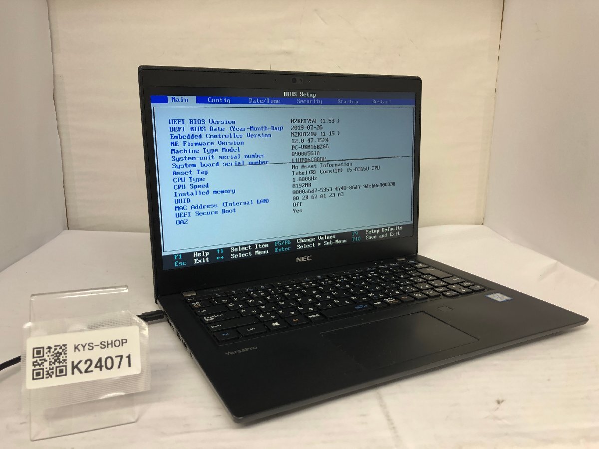 ジャンク/ NEC PC-VKM16BZG6 Intel Core i5-8365U メモリ8.19GB NVME256.06GB 【K24071】拍卖
