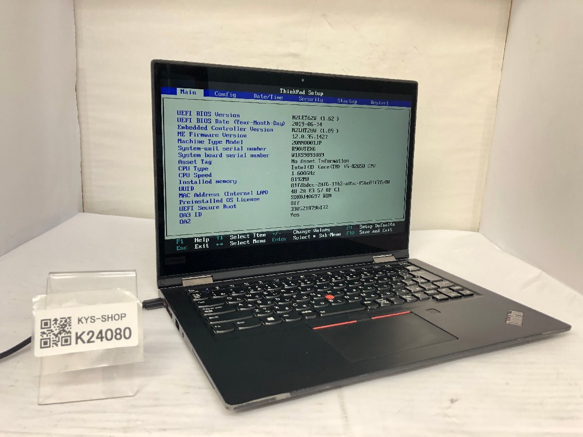 ジャンク/ LENOVO 20NN0001JP ThinkPad X390 Yoga Intel Core i5-8265U メモリ8.19GB NVME256.06GB 【K24080】拍卖