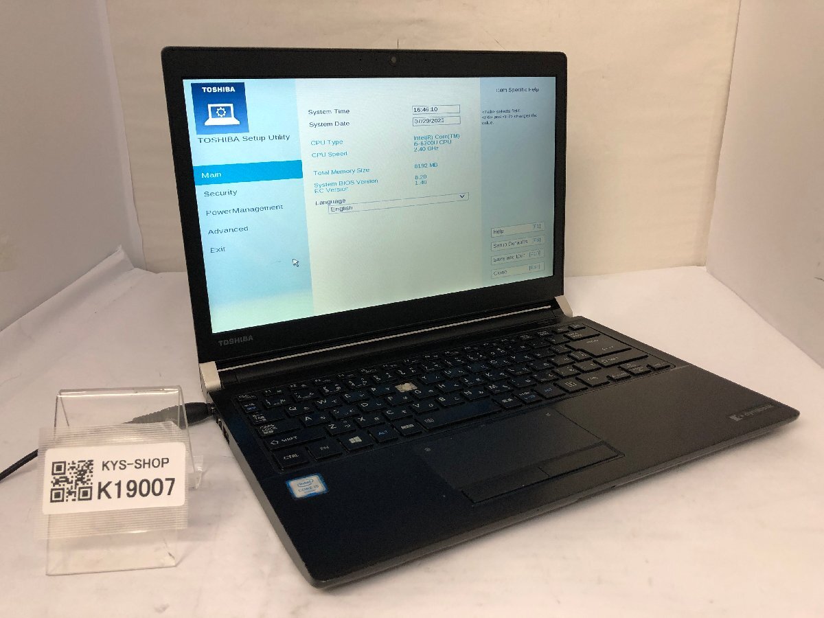 ジャンク/ TOSHIBA dynabook R73/D PR73DEJATL7AD21 Intel Core i5-6200U メモリ8.19GB ストレージ無し 【K19007】拍卖