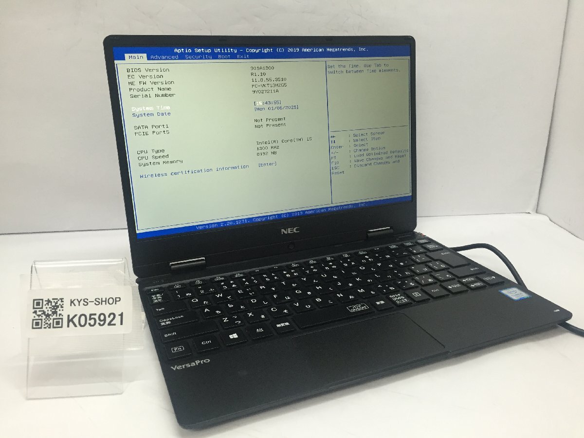 ジャンク/ NEC PC-VKT13HZG5 Intel Core i5-8200Y メモリ8.19GB ストレージ無し 【K05921】拍卖
