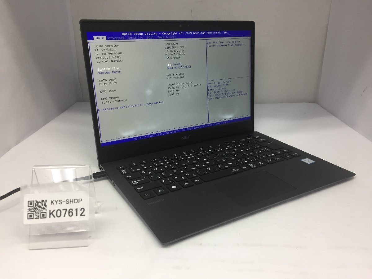 ジャンク/ NEC PC-VKT16GZG5 Intel Core i5-8265U メモリ8.19GB ストレージ無し 【K07612】拍卖
