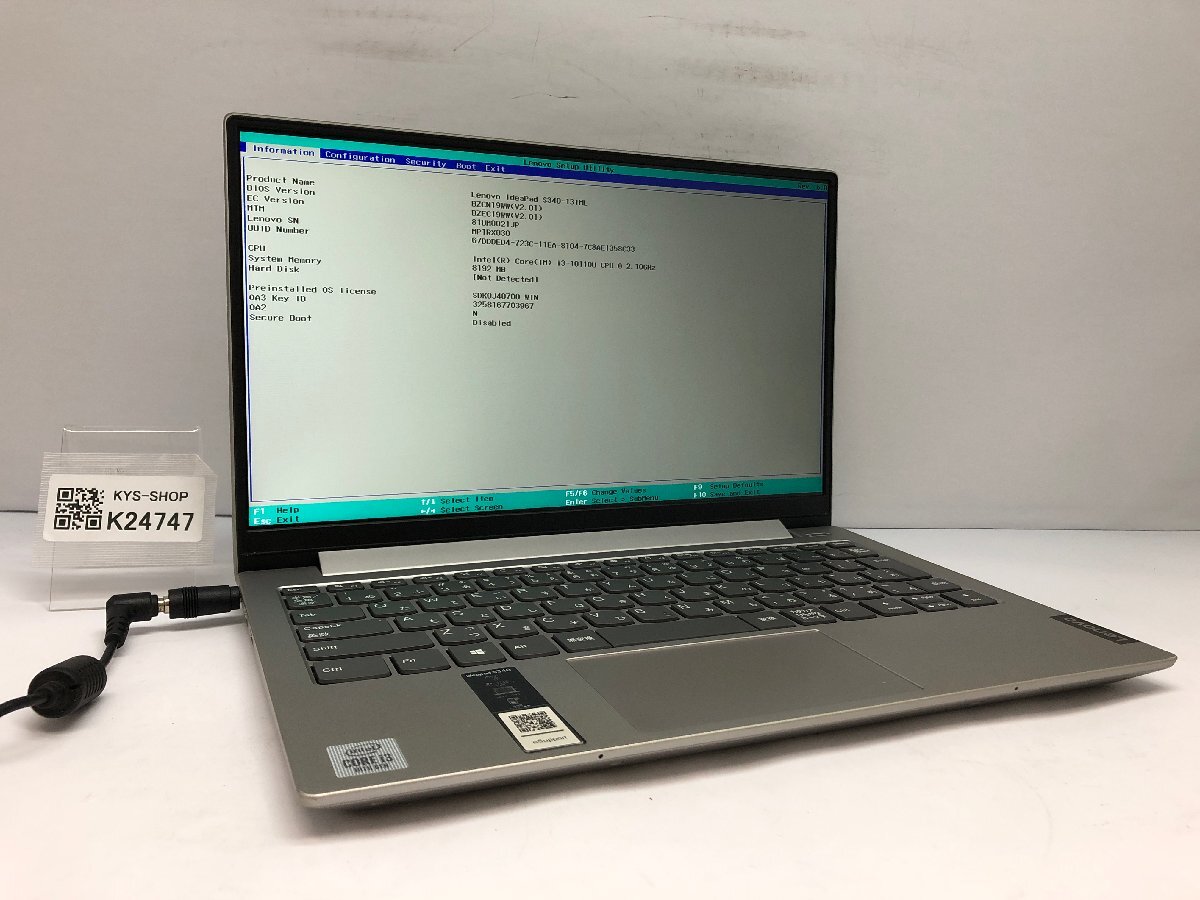 ジャンク/ LENOVO 81UM Lenovo IdeaPad S340-13IML Intel Core i3-10110U メモリ8.19GB ストレージ無し 【K24747】拍卖