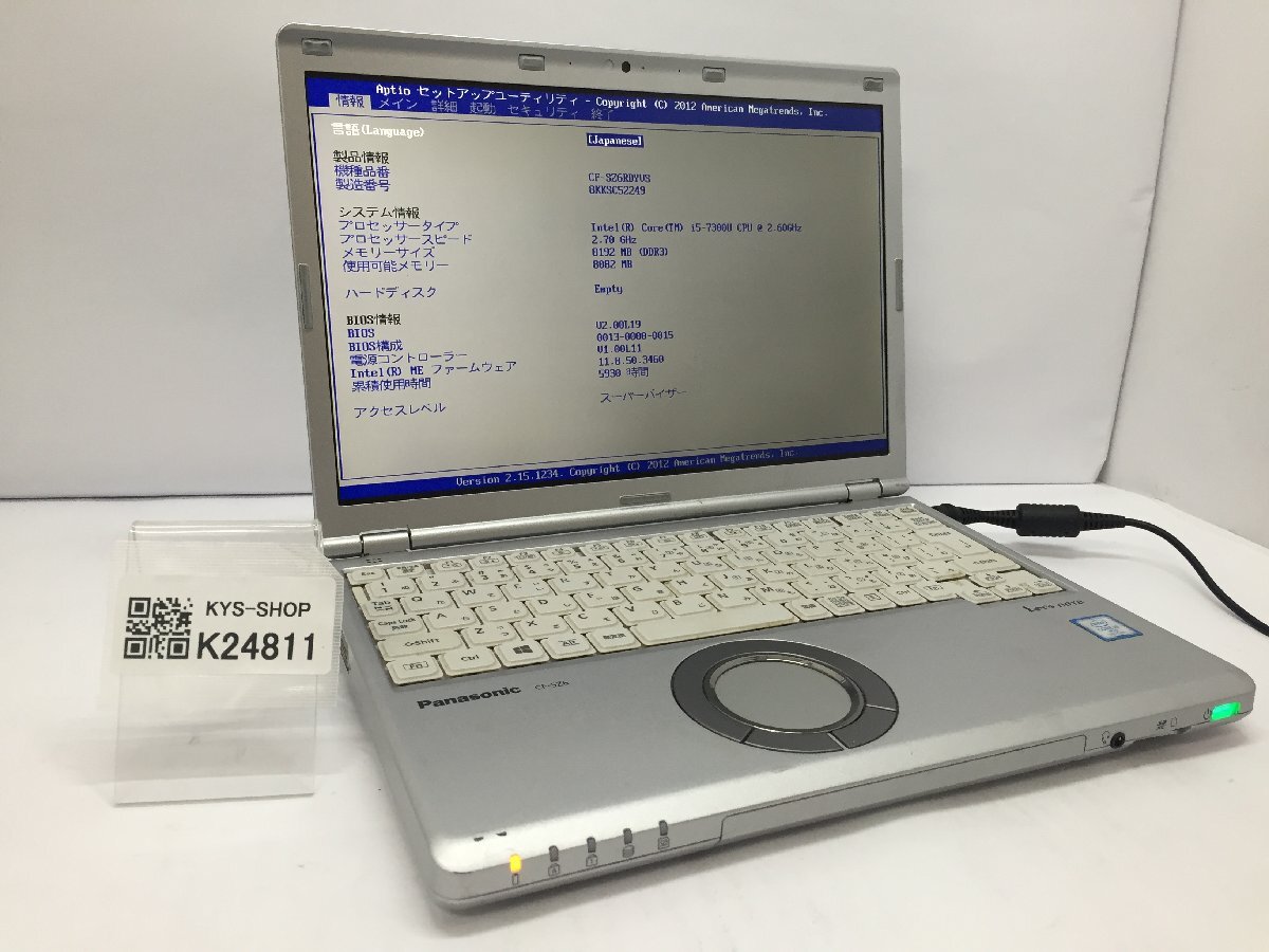 ジャンク/ Panasonic CF-SZ6RDYVS Intel Core i5-7300U メモリ8.19GB ストレージ無し 【K24811】拍卖