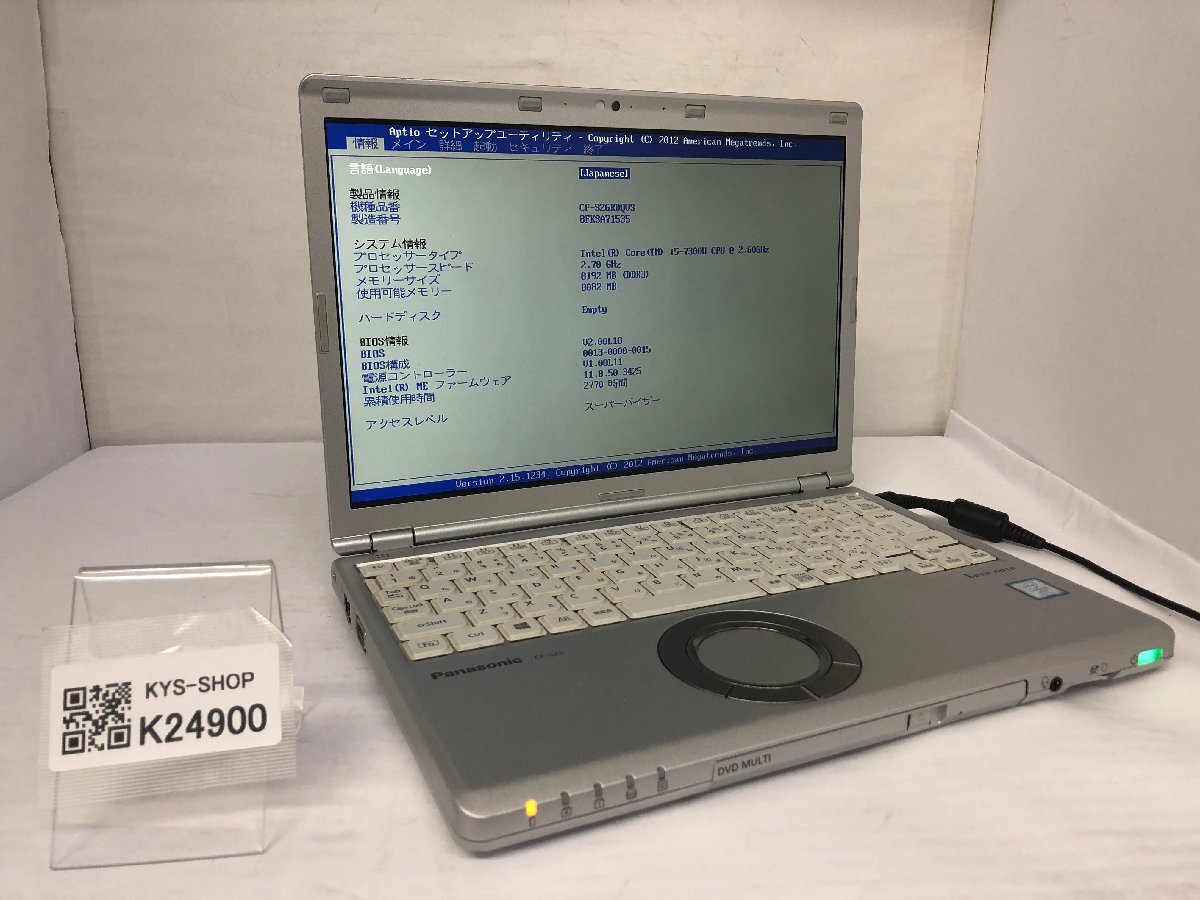 ジャンク/ Panasonic CF-SZ6RDQVS Intel Core i5-7300U メモリ8.19GB ストレージ無し 【K24900】拍卖