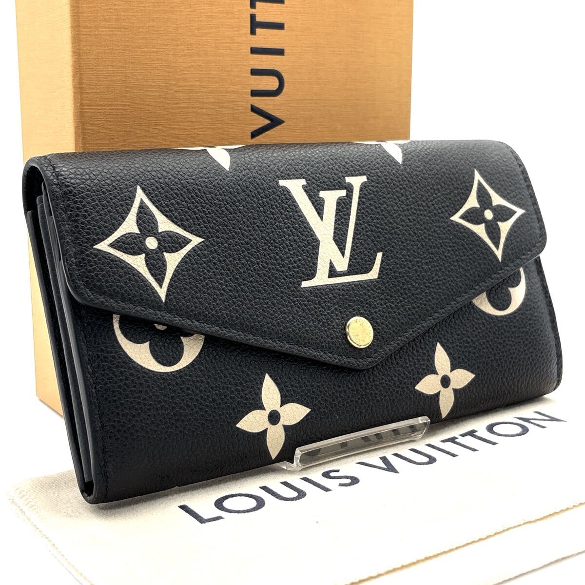 現行◆未使用級◆LOUIS VUITTON ルイヴィトン ポルトフォイユ サラ バイカラー 長財布 ロングウォレット ノワール クレーム拍卖