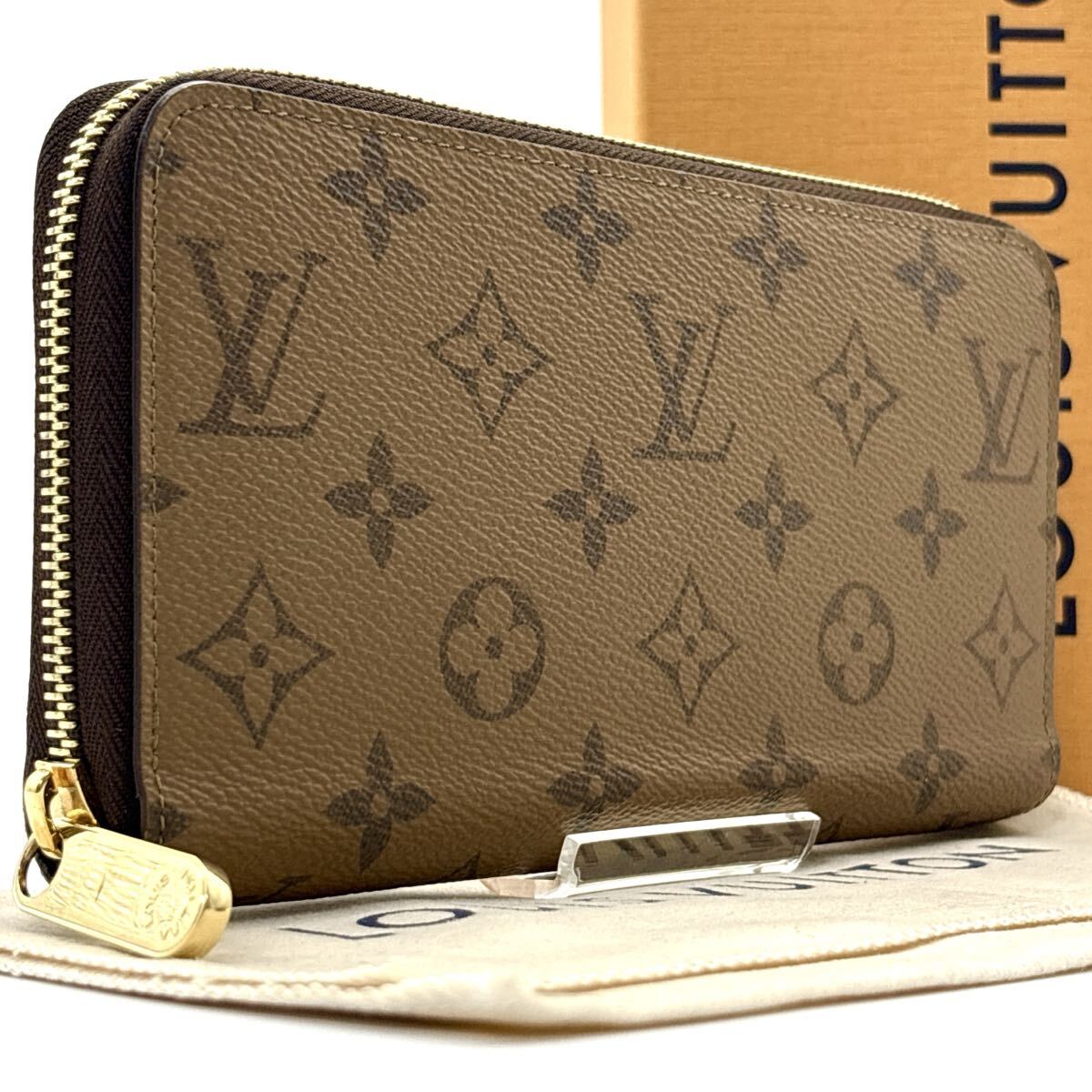 現行◆未使用級◆LOUIS VUITTON ルイヴィトン ジッピーウォレット モノグラム リバース 長財布 ブラウン メンズ レディース拍卖