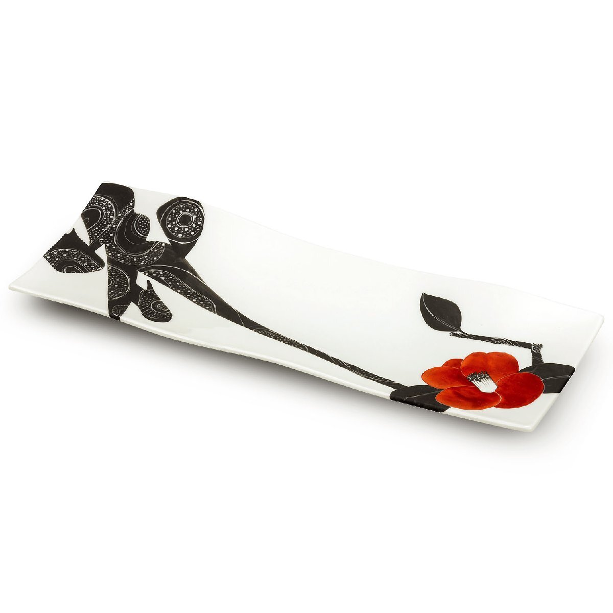 【即決】送料無料! 九谷焼 長皿 赤い花 おしゃれ 食器 陶器 おうちご飯 おうち時間 和食器 盛皿 美品 新品 未使用拍卖