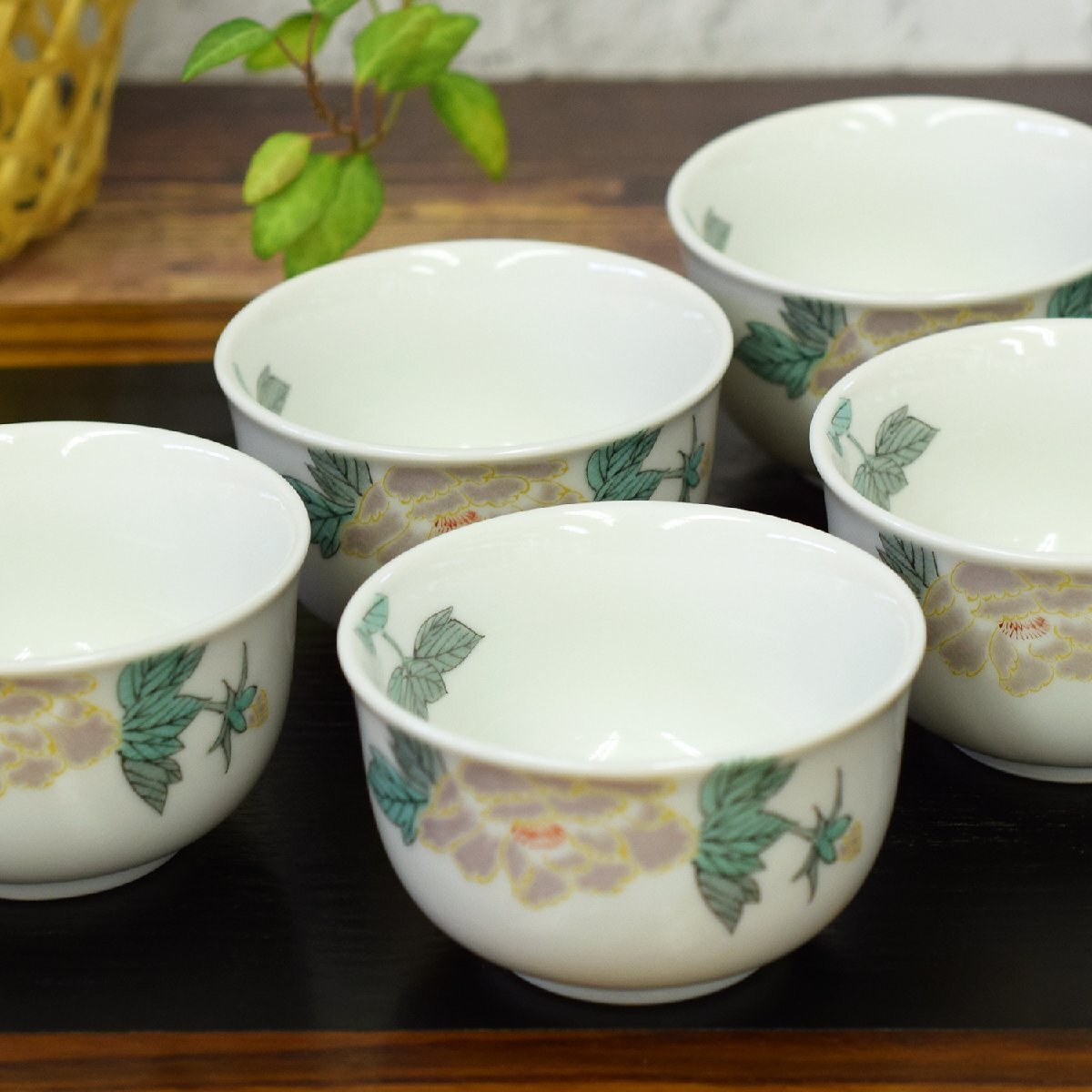 【即決】送料無料!九谷焼 湯のみ 5客セット 小鳥 陶器 和食器 伝統工芸 湯呑み茶碗 和柄 茶器 美品 新品 未使用拍卖