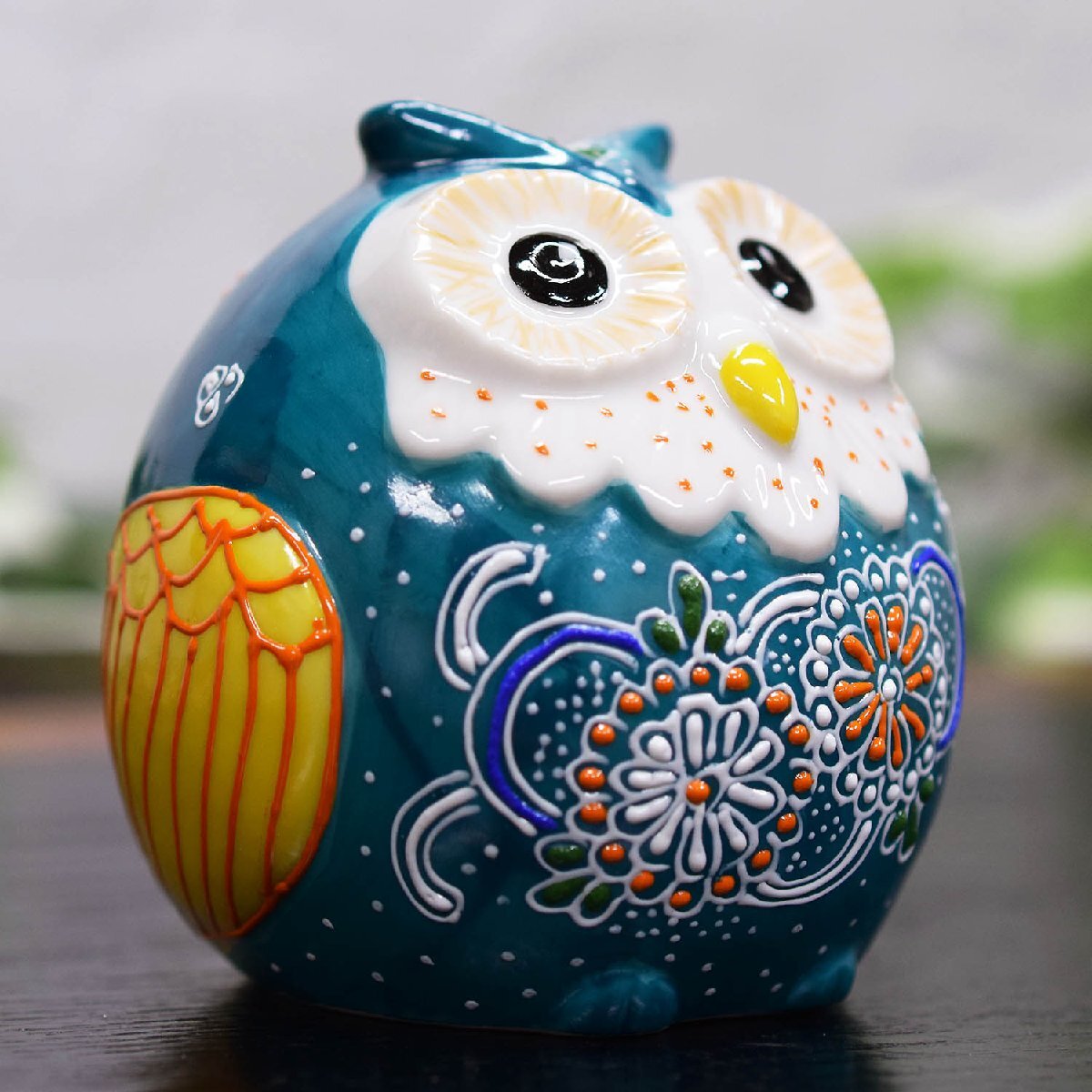 【即決】九谷焼 ふくろう 緑青盛 / 陶器 風水 開運 置物 フクロウ 梟 縁起物 玄関 インテリア 小物 伝統工芸 新品 未使用拍卖