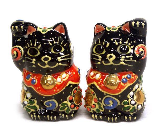 【即決】送料無料!九谷焼 ちび招き猫 黒盛 陶器 風水 置物 縁起物 金運アップ 玄関 インテリア 小物 伝統工芸 新品 未使用拍卖