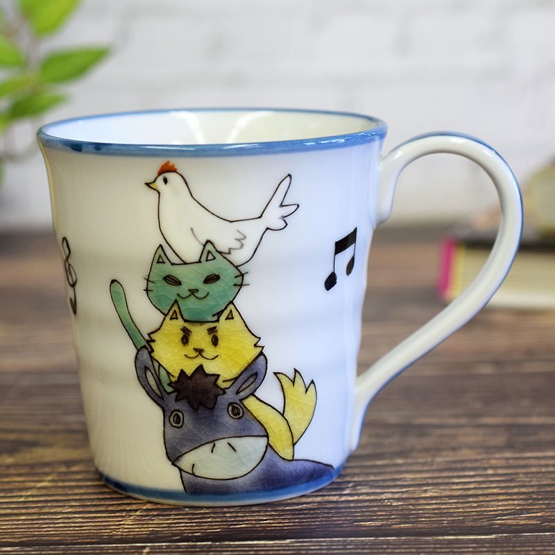 【即決】送料無料!九谷焼 高級 マグカップ ブレーメンの音楽隊 陶器 おしゃれ 食器 日本製 人気 ブランド 美品 新品 未使用拍卖