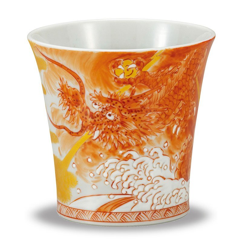 【即決】送料無料!九谷焼 高級 陶器 焼酎グラス 赤絵龍文 / ビール 焼酎カップ おしゃれ 食器 日本製 人気 ブランド 美品 新品 未使用拍卖