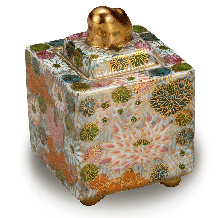 【即決】送料無料! 九谷焼 3号 豆香炉 金花詰 木箱入り 共箱 陶器 置物 日本製 ブランド 伝統工芸品 美品 新品 未使用拍卖