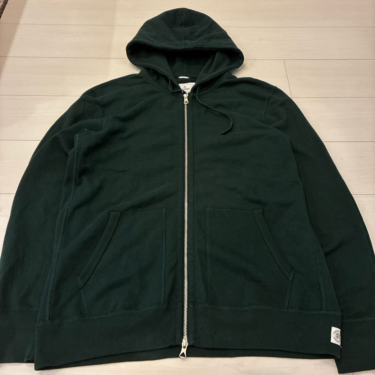 美品 REIGNING CHAMP カナダ製 フルジップパーカー ダークグリーン L スウェット アメカジ ストリート ジップアップパーカー拍卖