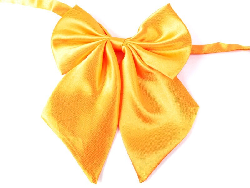 スクールリボン レディーズ 無地 制服 正装#オレンジイエロー拍卖