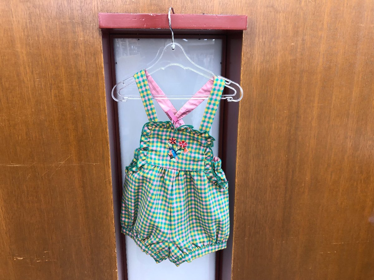 【GUCCI】 グッチ キッズ サスペンダーショートパンツ グリーン系チェック柄 サイズ:12/18M(約90~100cm相当) 子供服 SY02-F5T●拍卖