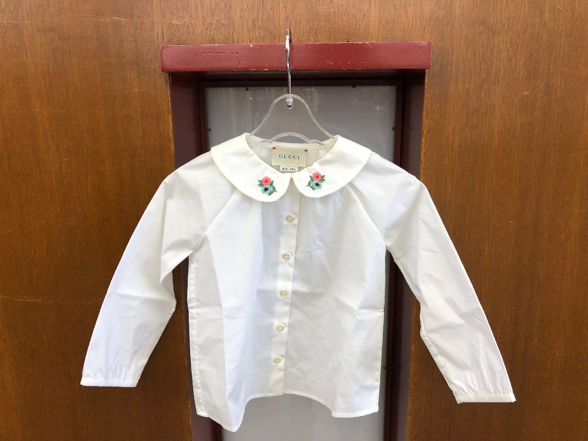 【GUCCI】 グッチ キッズ 長袖ブラウス ワンポイント付きホワイト系カラー サイズ:12/18M(約90~100cm相当) 子供服 SY02-F5S●拍卖