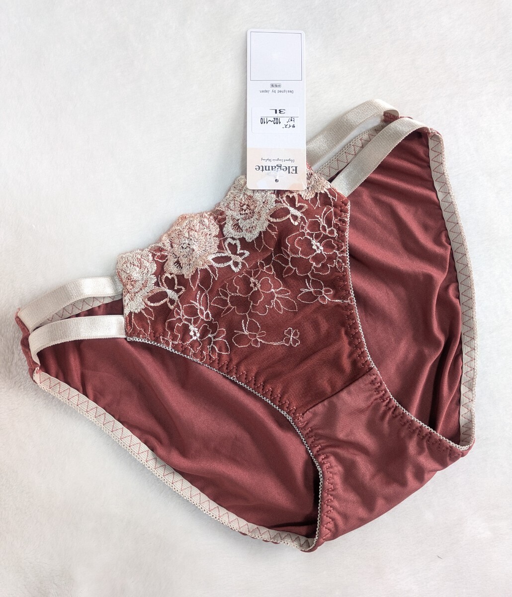 お泊まりに☆パンティ未使用3L☆フロントきれいレース☆セクシーダブルストリング☆テラコッタ☆匿名配送可☆タグあり☆拍卖