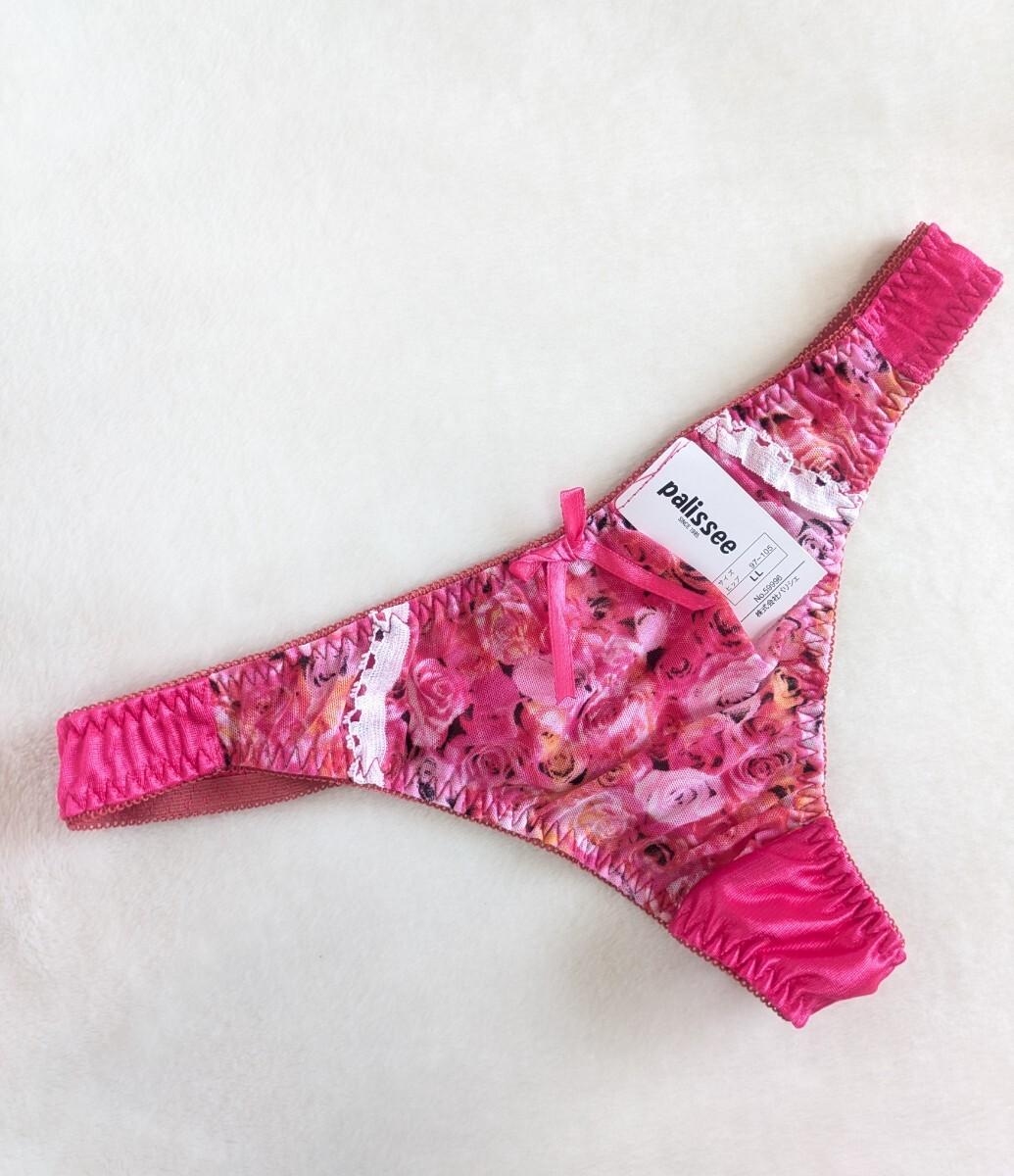 お泊まりに☆Tバック☆未使用☆LL☆セクシーに透ける☆薔薇ブーケ柄☆ピンク☆☆匿名配送可☆タグあり☆拍卖
