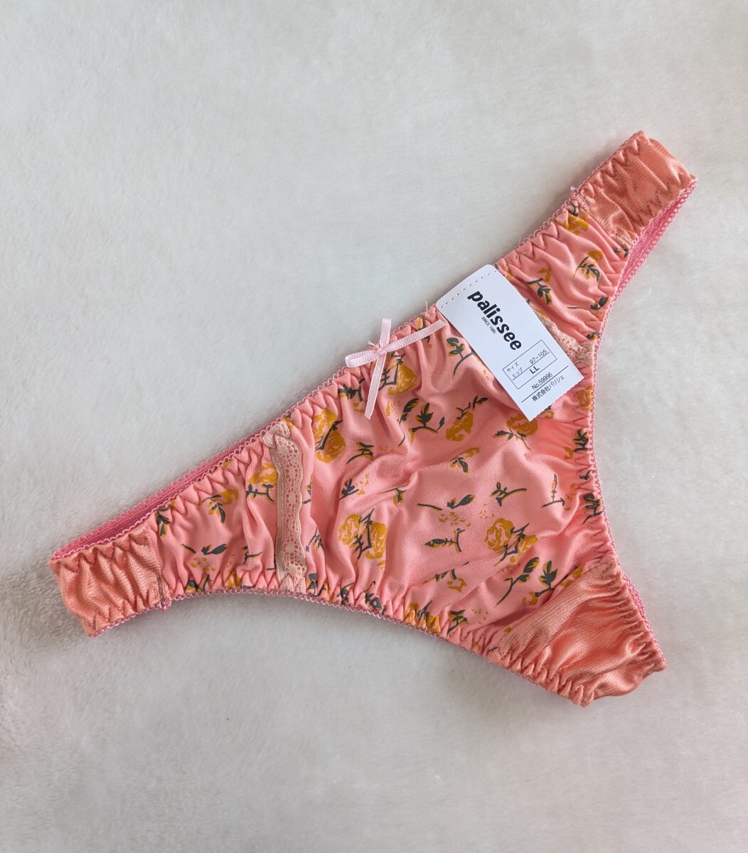 お泊まりに☆Tバック☆未使用☆LL☆シンプルセクシー☆小花柄☆コーラルオレンジ☆匿名配送可☆タグあり☆拍卖