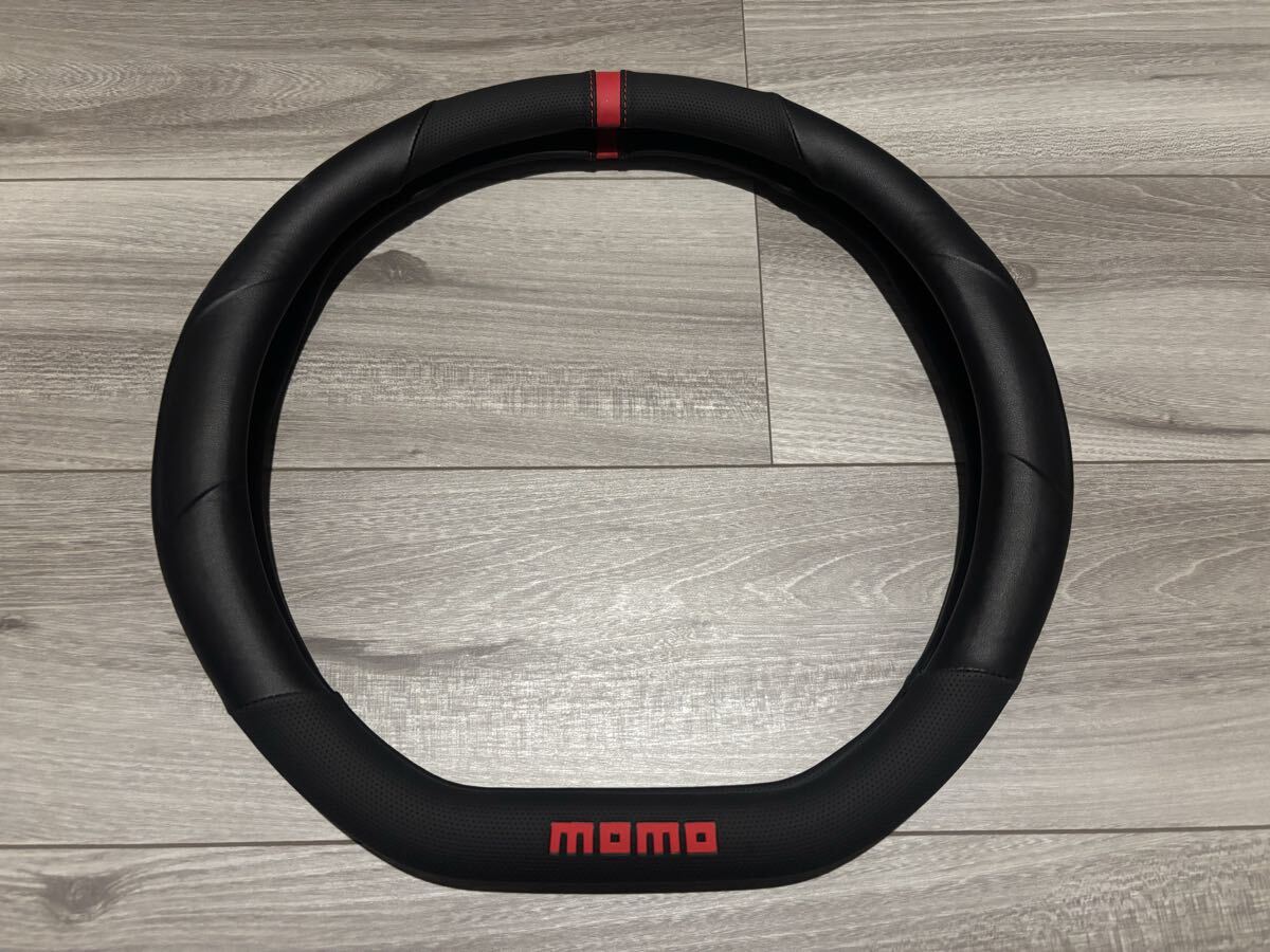 【美品】MOMO モモ TRACK トラック ハンドルカバー ステアリングカバー ITALY イタリア ミラノ フラットボトム D型 レッド拍卖