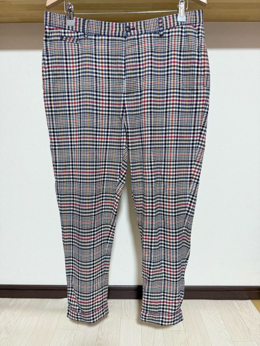 温かみのあるチェック ZARA MAN チェック 柄 パンツ スラックス 送料230円 42 32 ストレッチ ワイド メンズ ゴルフパンツ拍卖