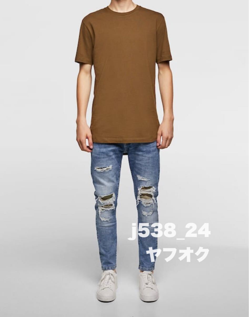 柔らかめ ZARA MAN 迷彩 ストレッチ スキニー 送料410円 44 34 デニム バイカー カモ メンズ ジーンズ パンツ拍卖