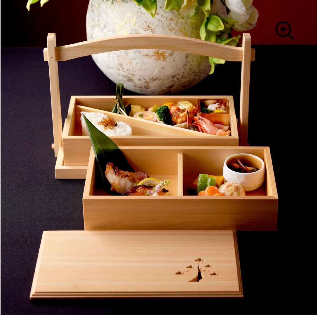 y111414m 【ヤマコー 用美 YAMACO】ヤマコー 檜 手提付松風弁当 27145拍卖