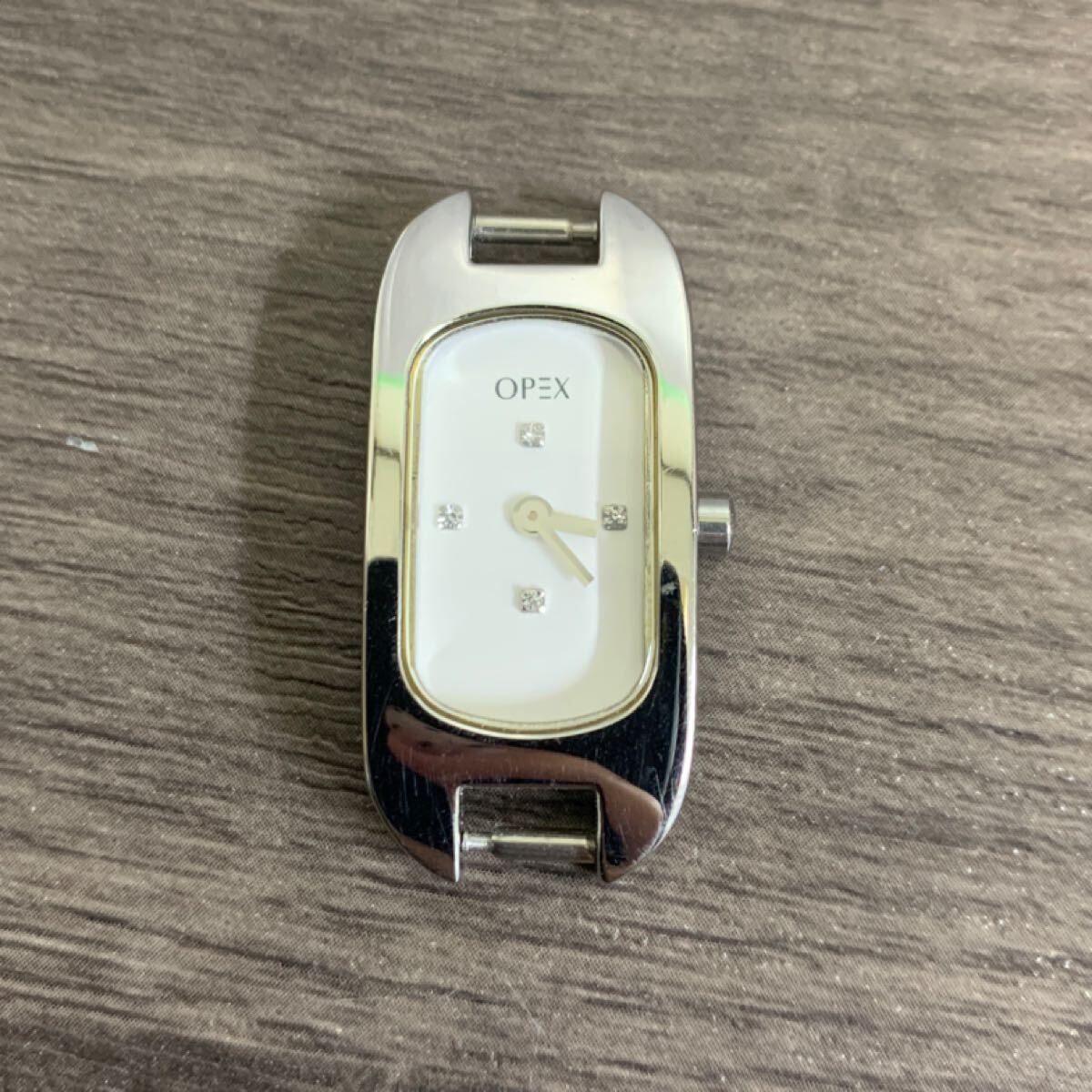 y111304m 【現状品】 OPEX QZ ホワイト文字盤 石付 レディース腕時計 ベルト無し拍卖